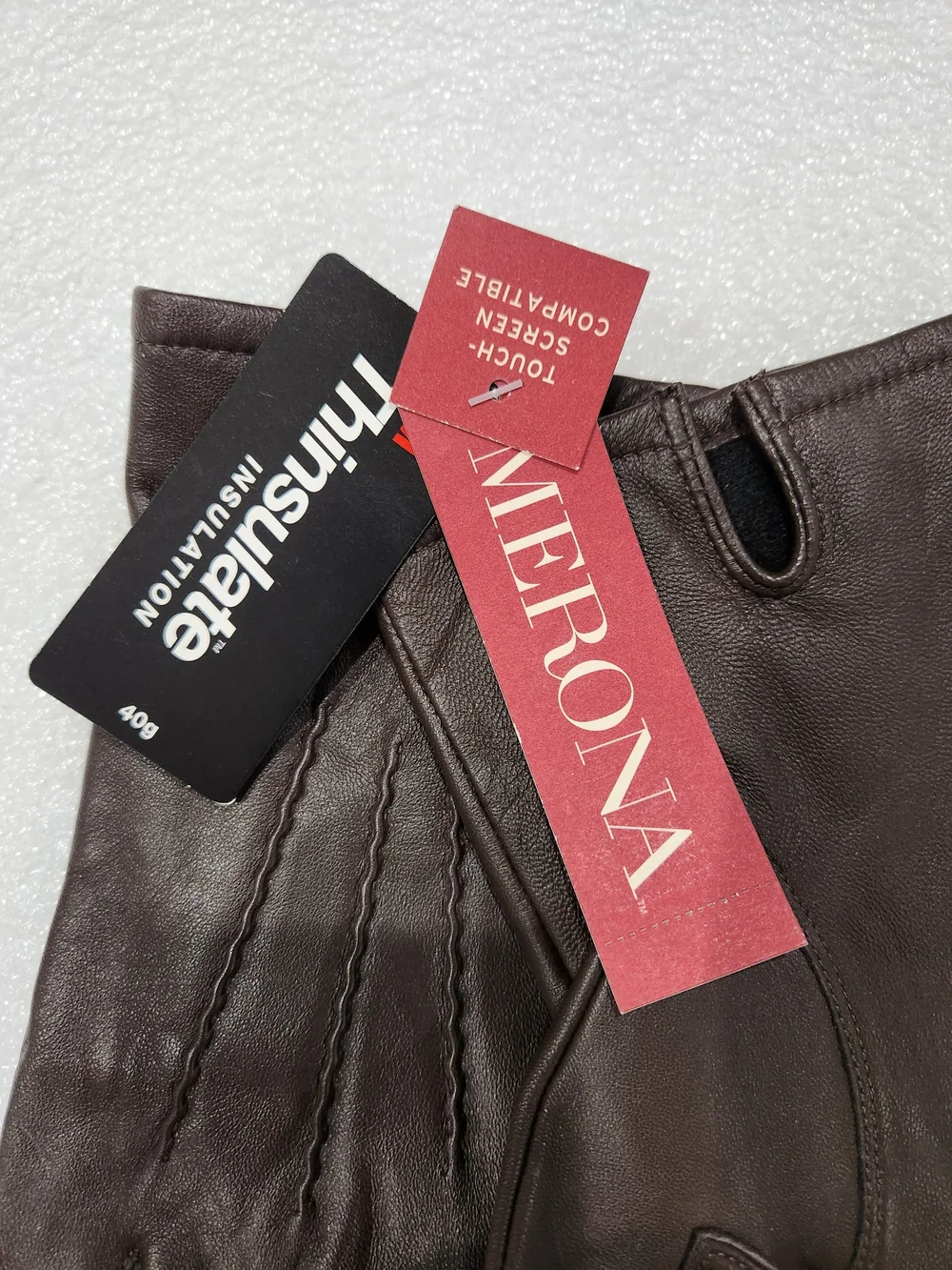 Merona Womens Dark Brown Leather Thinsulated Gloves